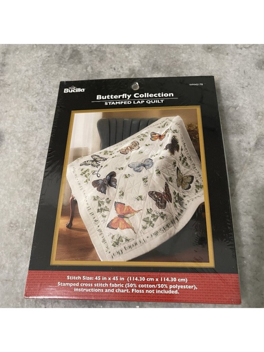 Bucilla Lap Quilt Butterfly Collection Stamped 45 Inch Square Cross Stitch New